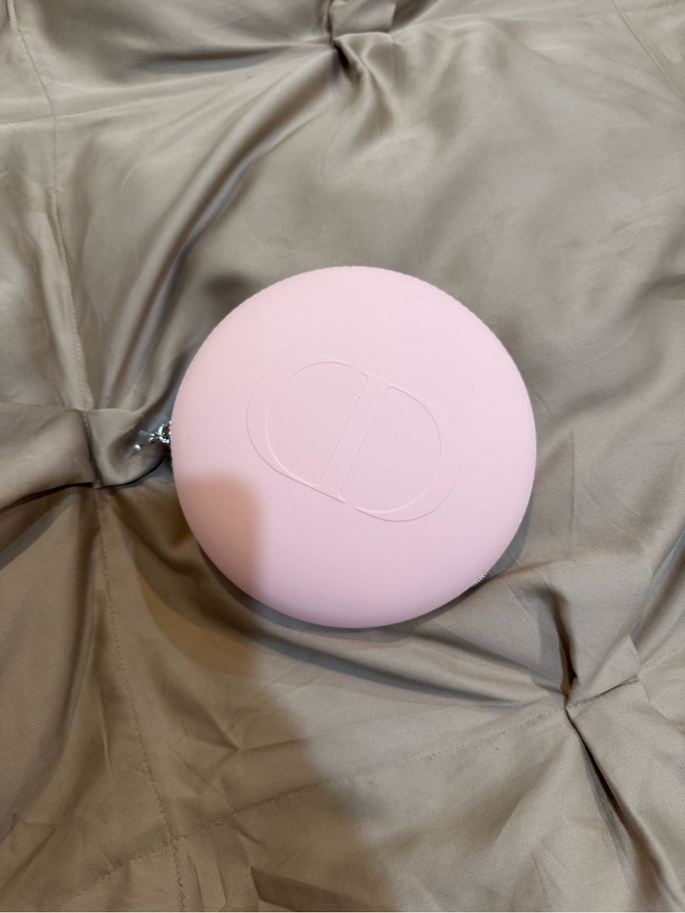 Dior - Round Pink Silicone Cosmetic Case with Embossed CD Logo